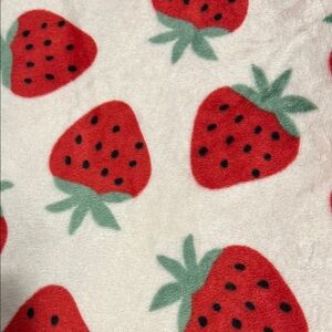 Strawberry Print fuzzy Fabric 3 yards - Pink & Red